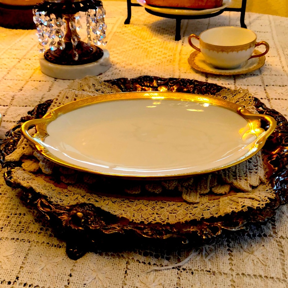 EUC- Uber Rare GDA France Haviland Limoges Calvados Double Handled Olive Platter